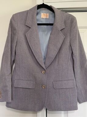 Pendleton Vintage 2 Button Steel Blue Gray Blazer Wool Size 8